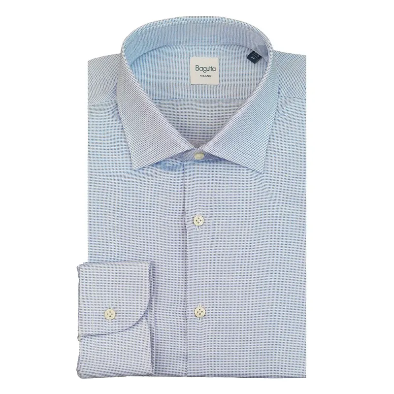 Bagutta Blue Cotton Men's Shirt sold by Siebentaschen