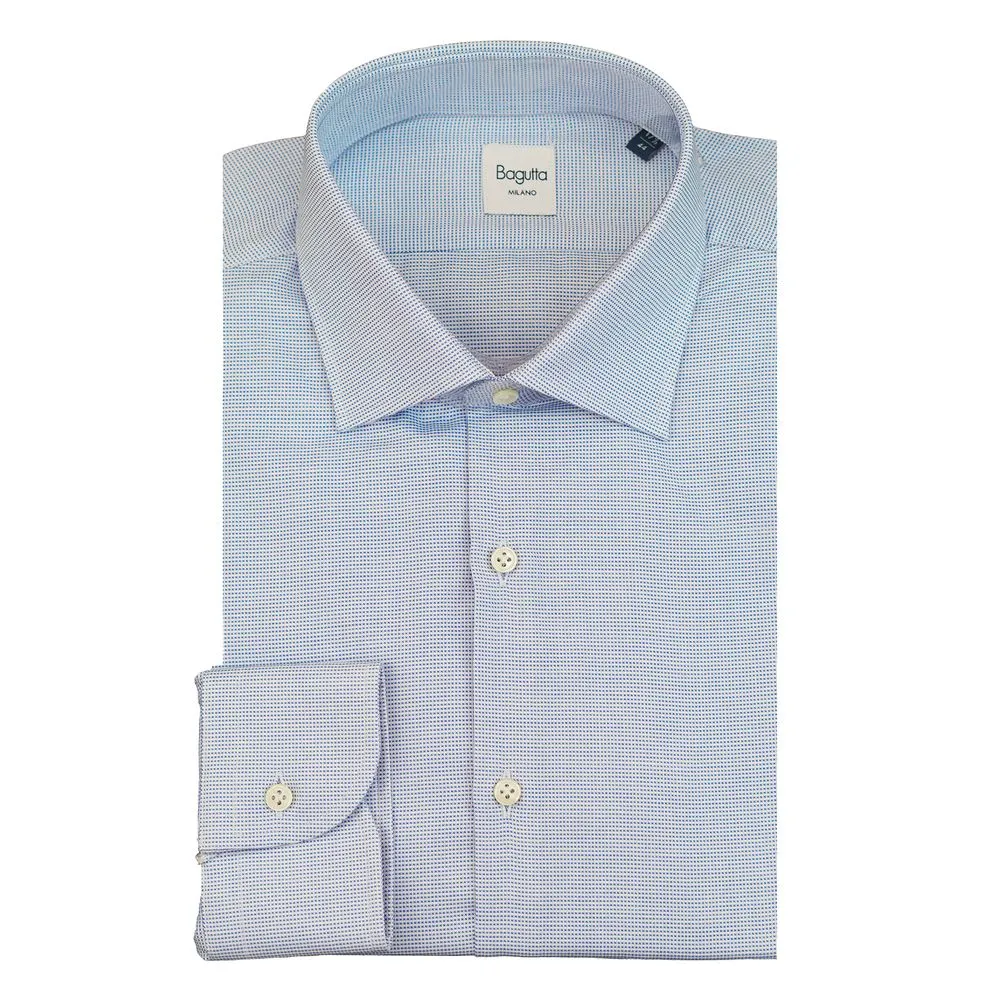 Bagutta Blue Cotton Men's Shirt sold by Siebentaschen