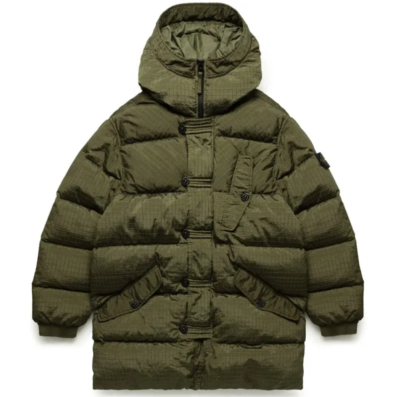 Stone Island Green Nylon Men Parka sold by Siebentaschen