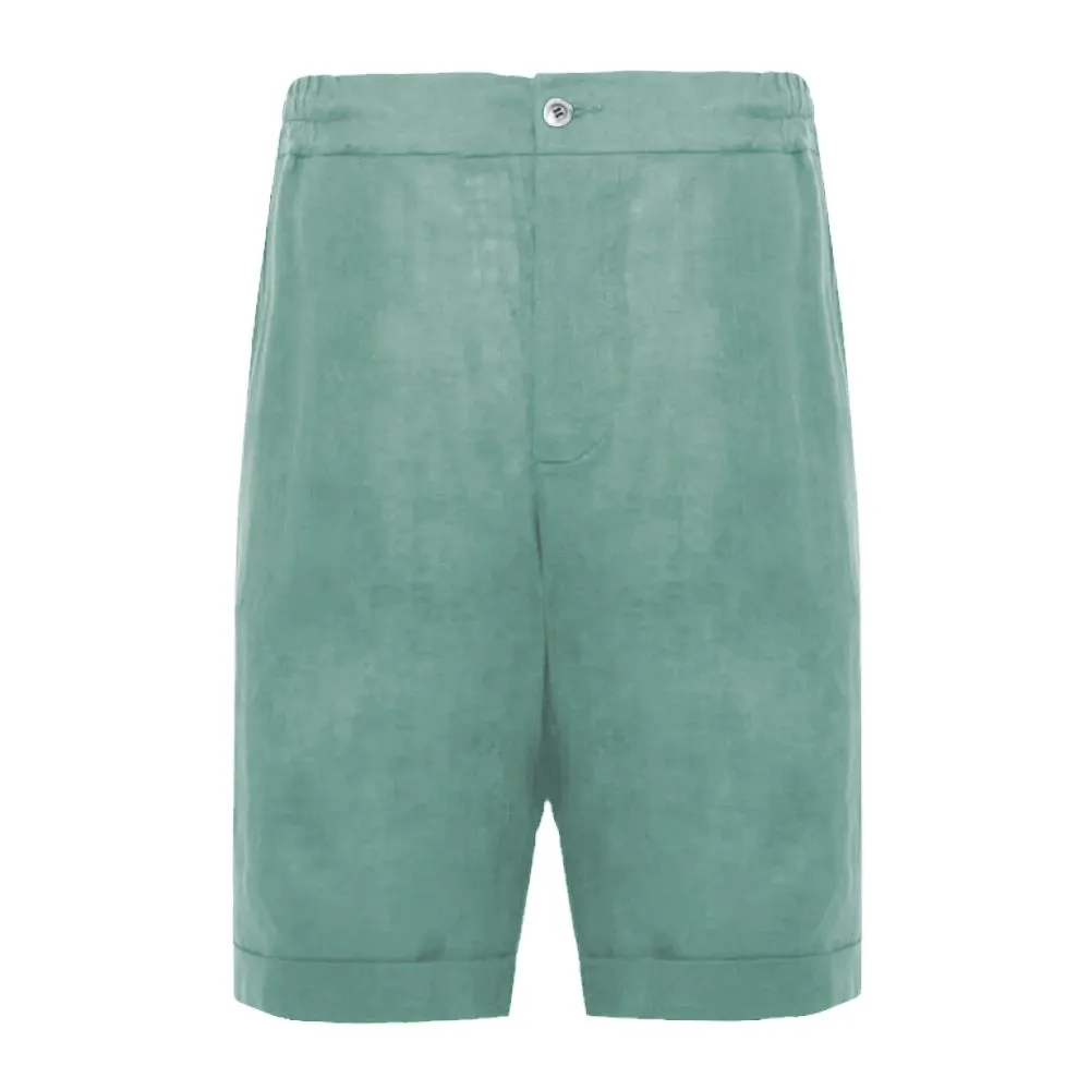 Alpha Studio Green Linen Short sold by Siebentaschen
