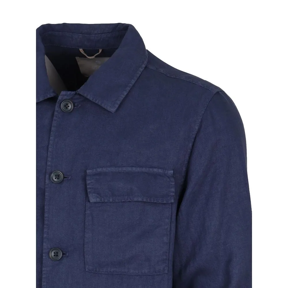 AT.P.CO Blue Linen Shirt sold by Siebentaschen product image thumbnail 3