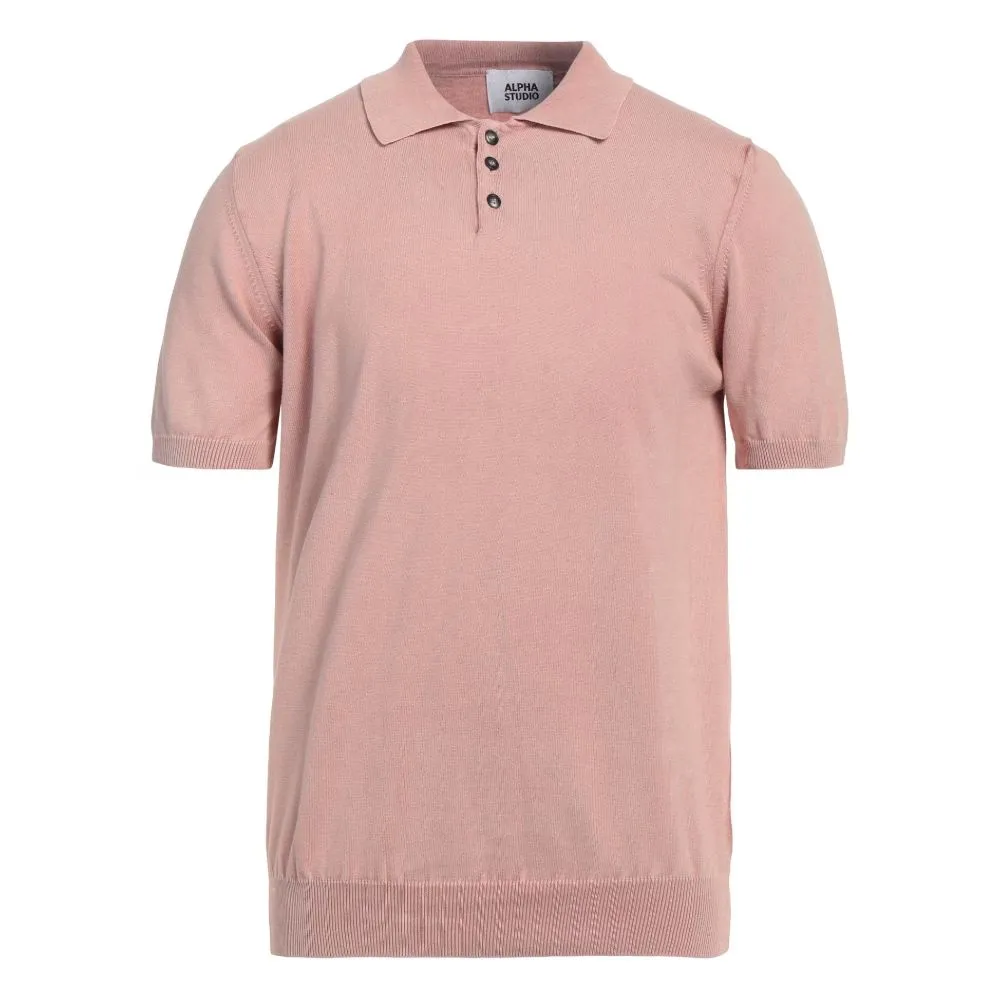 Alpha Studio Pink Cotton Polo Shirt sold by Siebentaschen