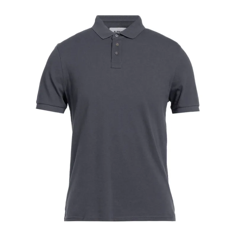 Alpha Studio Gray Cotton Polo Shirt sold by Siebentaschen