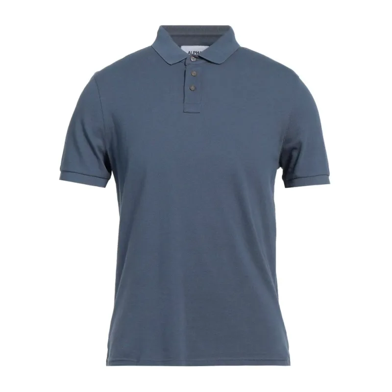 Alpha Studio Blue Cotton Polo Shirt sold by Siebentaschen