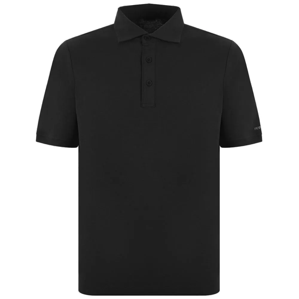 People Of Shibuya Black Cotton Polo Shirt sold by Siebentaschen