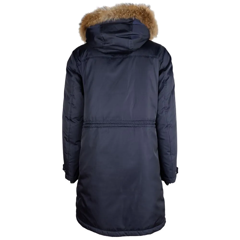 Add Blue Nylon Men Jacket with Fur-Trimmed Hood sold by Siebentaschen product image thumbnail 2