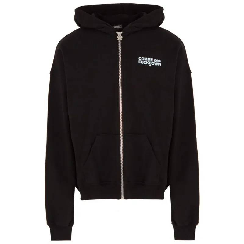 Comme Des Fuckdown Black Cotton Men's Hooded Sweatshirt sold by Siebentaschen