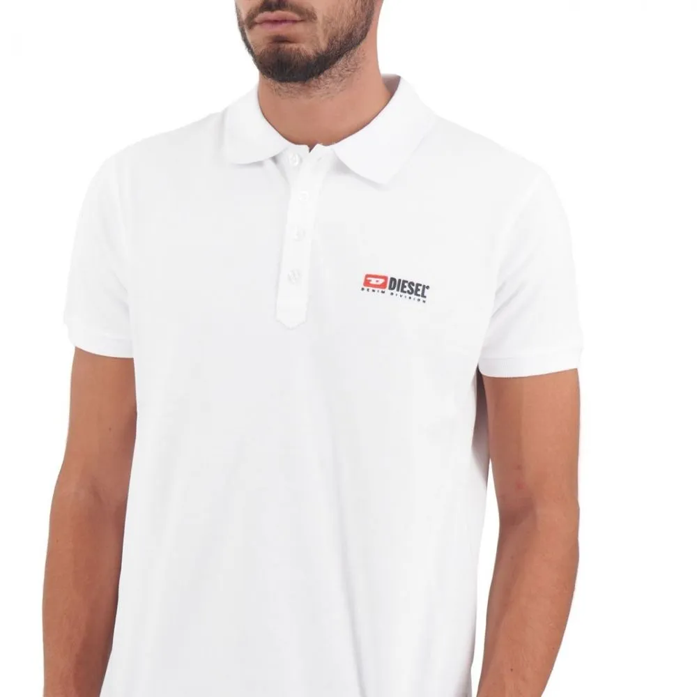 Diesel Elegant White Cotton Polo Shirt with Contrasting Logo sold by Siebentaschen product image thumbnail 4