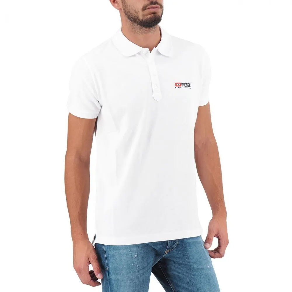 Diesel Elegant White Cotton Polo Shirt with Contrasting Logo sold by Siebentaschen product image thumbnail 3