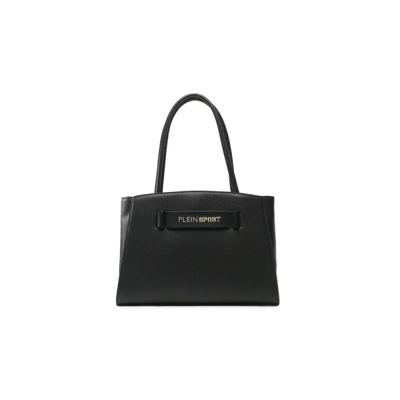 Plein Sport Chic Ebony Tote with Silver Logo Accent sold by Siebentaschen