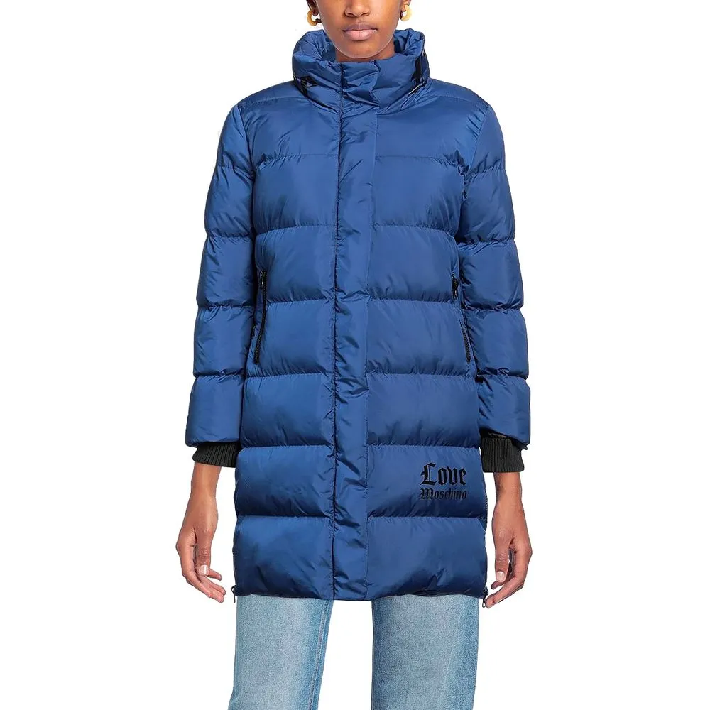 Love Moschino Chic Long Down Jacket with Logo Detail sold by Siebentaschen