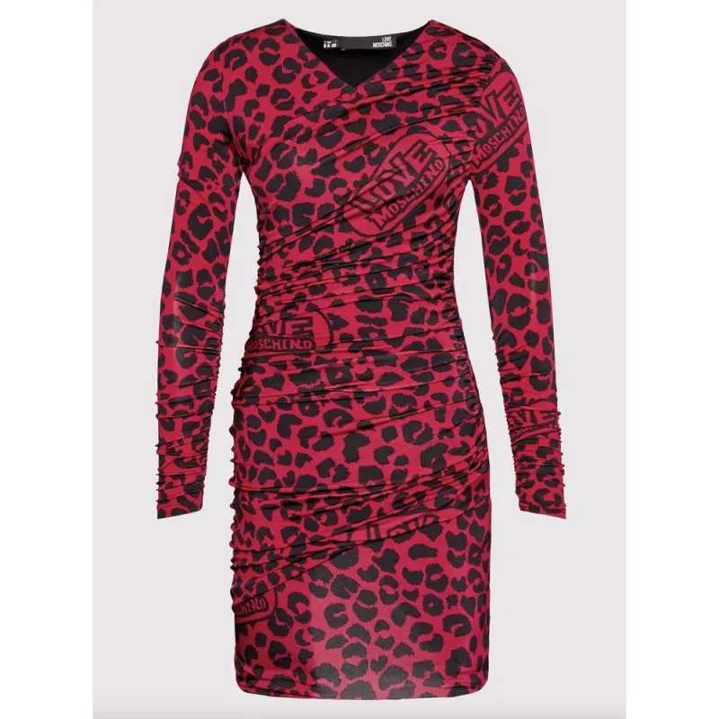 Love Moschino Chic Leopard Texture Dress in Pink and Black made by Love Moschino