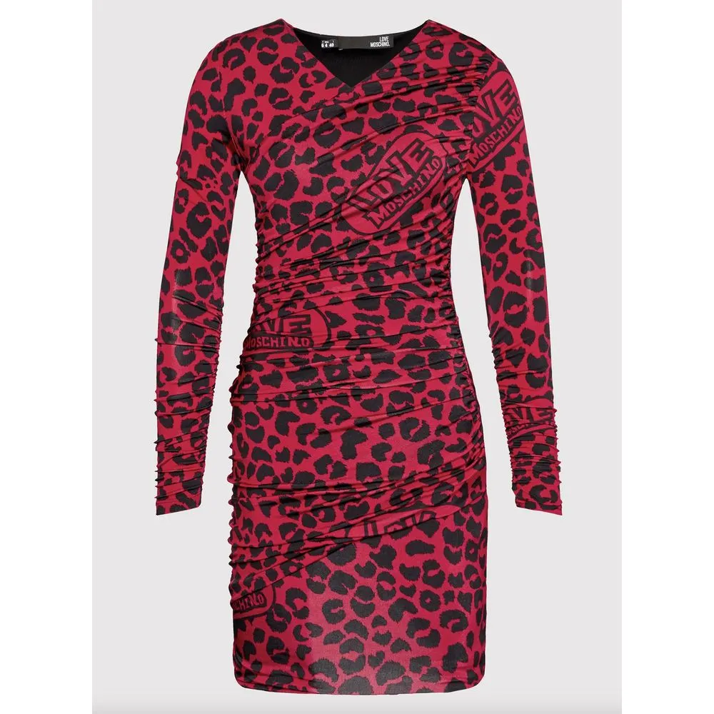 Love Moschino Chic Leopard Texture Dress in Pink and Black sold by Siebentaschen