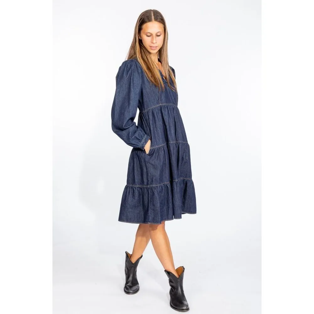 Love Moschino Elegant Dark Blue Denim Flare Dress sold by Siebentaschen product image thumbnail 5