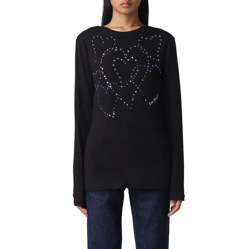 Love Moschino Rhinestone Heart Embellished Cotton Tee sold by Siebentaschen