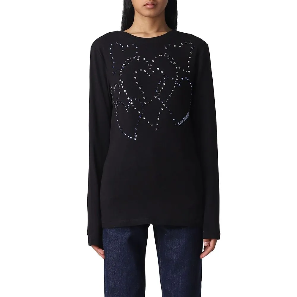 Love Moschino Rhinestone Heart Embellished Cotton Tee sold by Siebentaschen