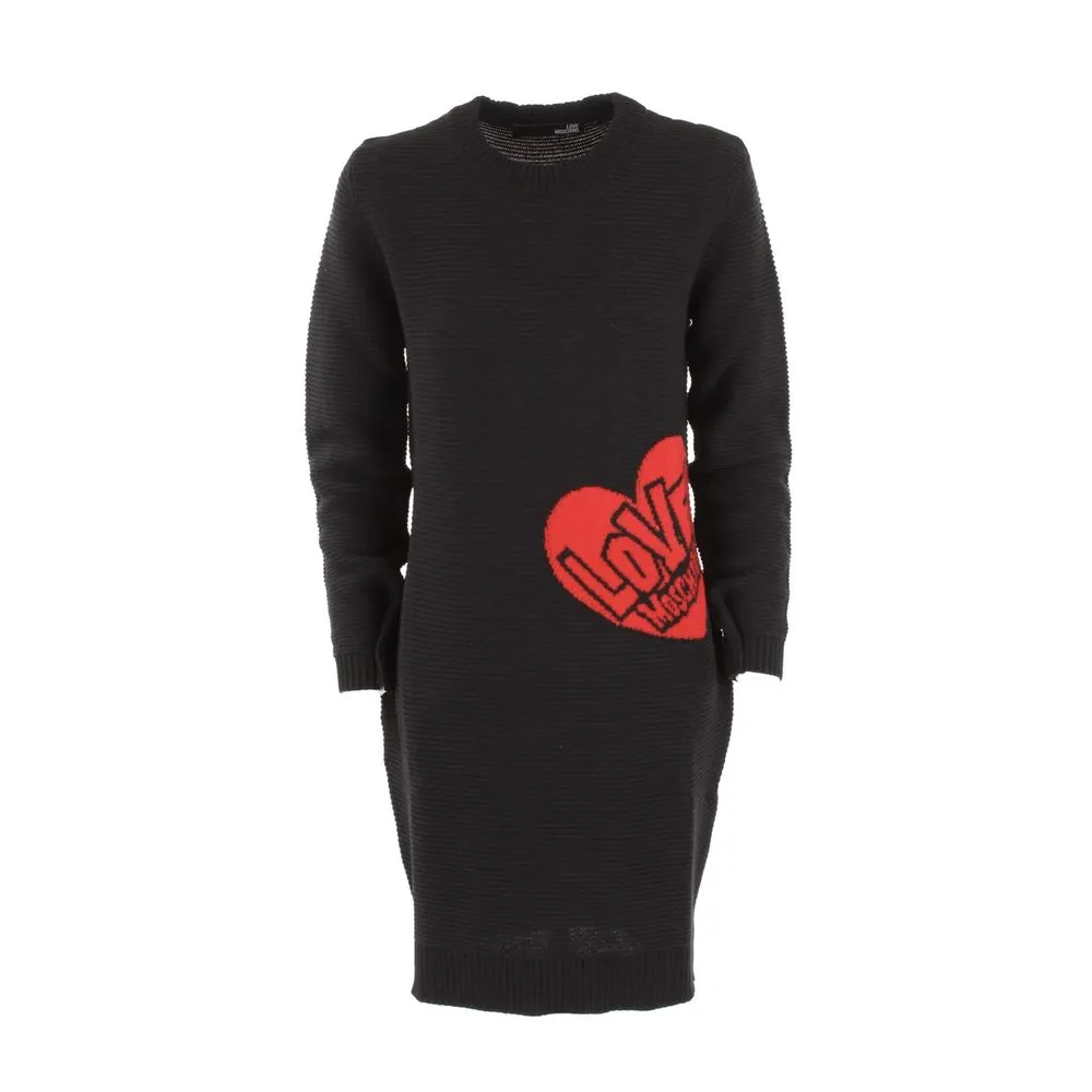 Love Moschino Chic Heart Pattern Knit Wool-Blend Dress sold by Siebentaschen