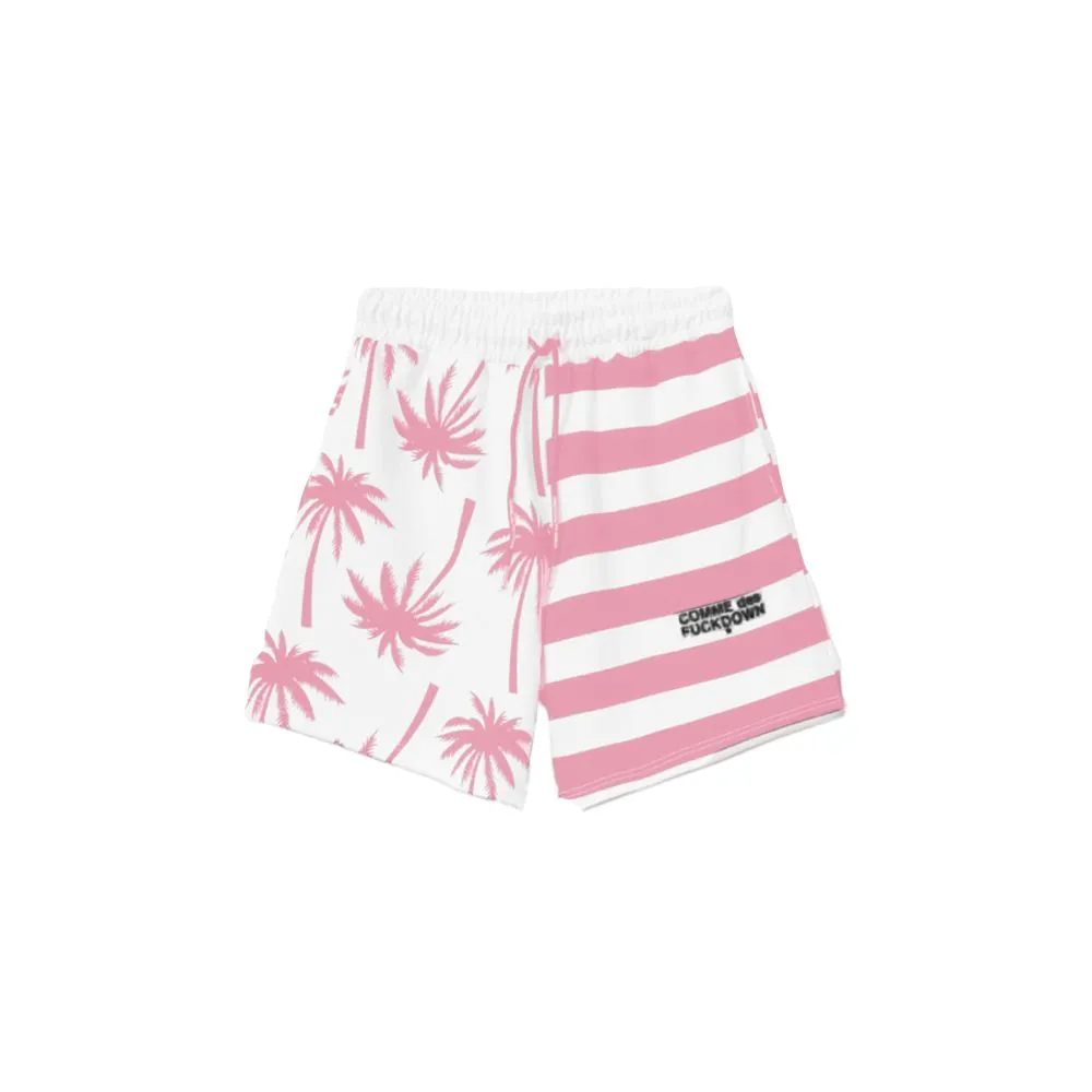 Comme Des Fuckdown Chic Pink Striped Drawstring Shorts sold by Siebentaschen