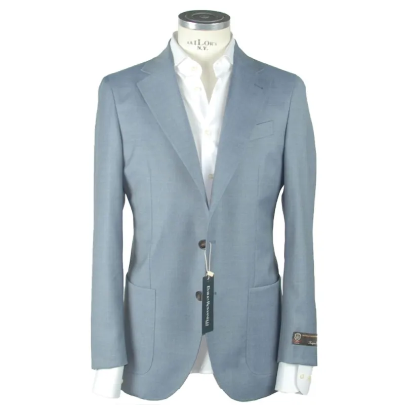 Emilio Romanelli Blue Wool Men's Blazer sold by Siebentaschen