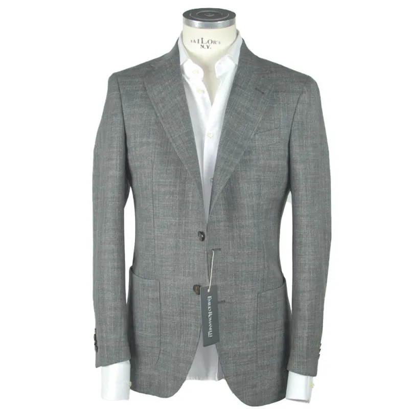Emilio Romanelli Gray Wool Men's Blazer sold by Siebentaschen