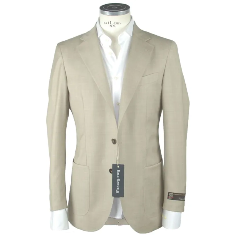 Emilio Romanelli Beige Wool Men's Blazer sold by Siebentaschen