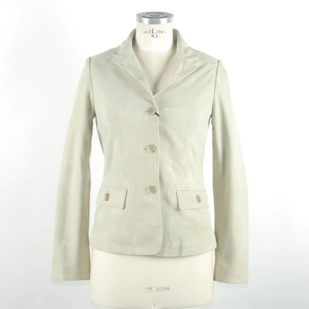 Emilio Romanelli White Leather Women Jacket sold by Siebentaschen