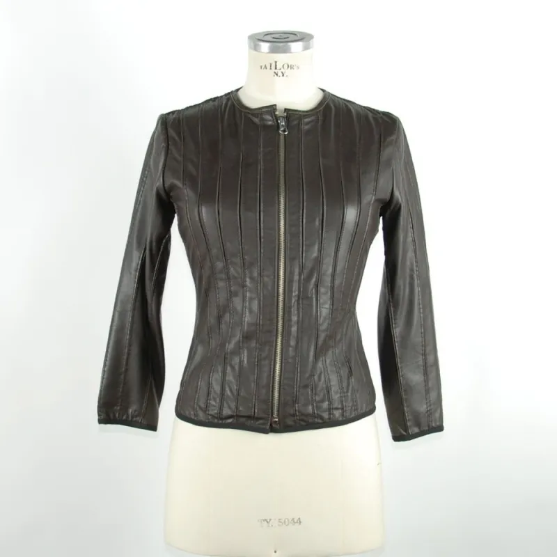 Emilio Romanelli Black Leather Women Jacket sold by Siebentaschen