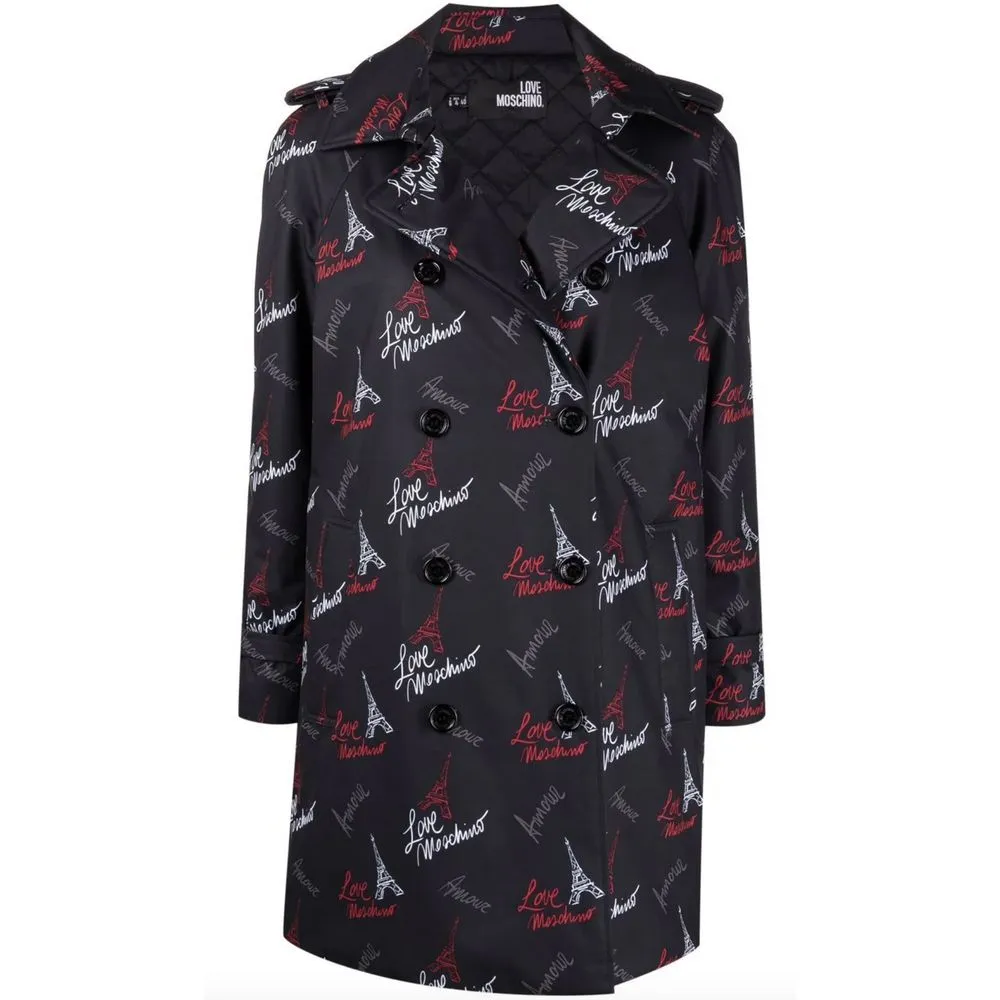 Love Moschino Black Polyester Women Coat sold by Siebentaschen