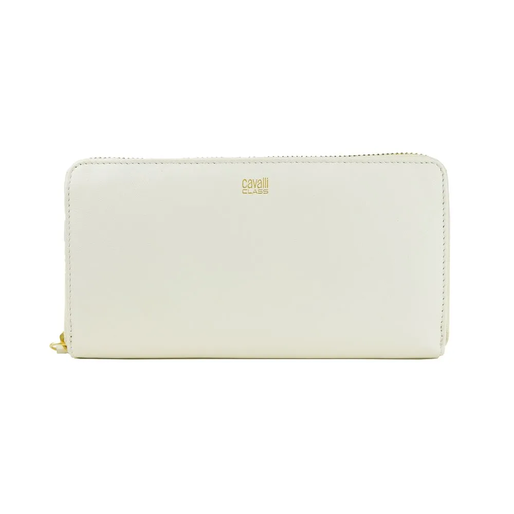 Cavalli Class White Calfskin Women Wallet sold by Siebentaschen