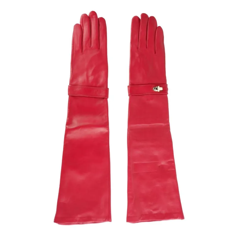 Cavalli Class Red Lambskin Women Glove sold by Siebentaschen