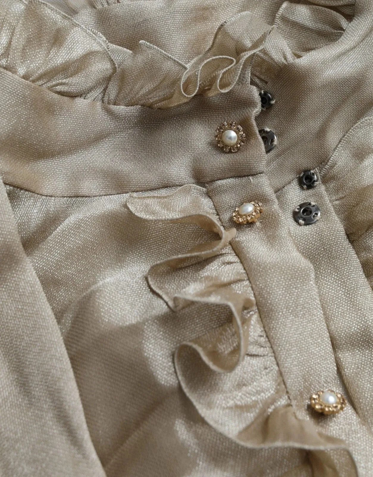 Dolce & Gabbana Gold Ascot Collar Ruffles Blouse Top sold by Siebentaschen product image thumbnail 5