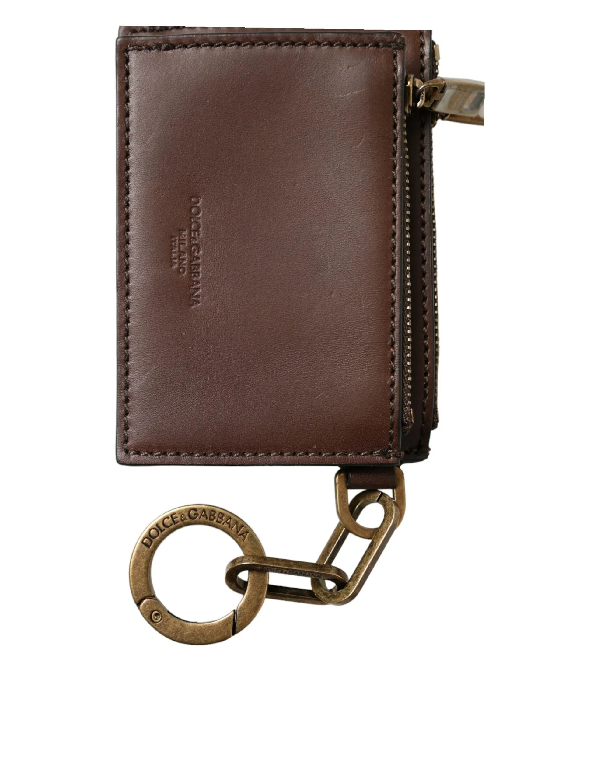 Dolce & Gabbana Brown Leather Zip Logo Keyring Coin Purse Keyring Wallet sold by Siebentaschen product image thumbnail 5