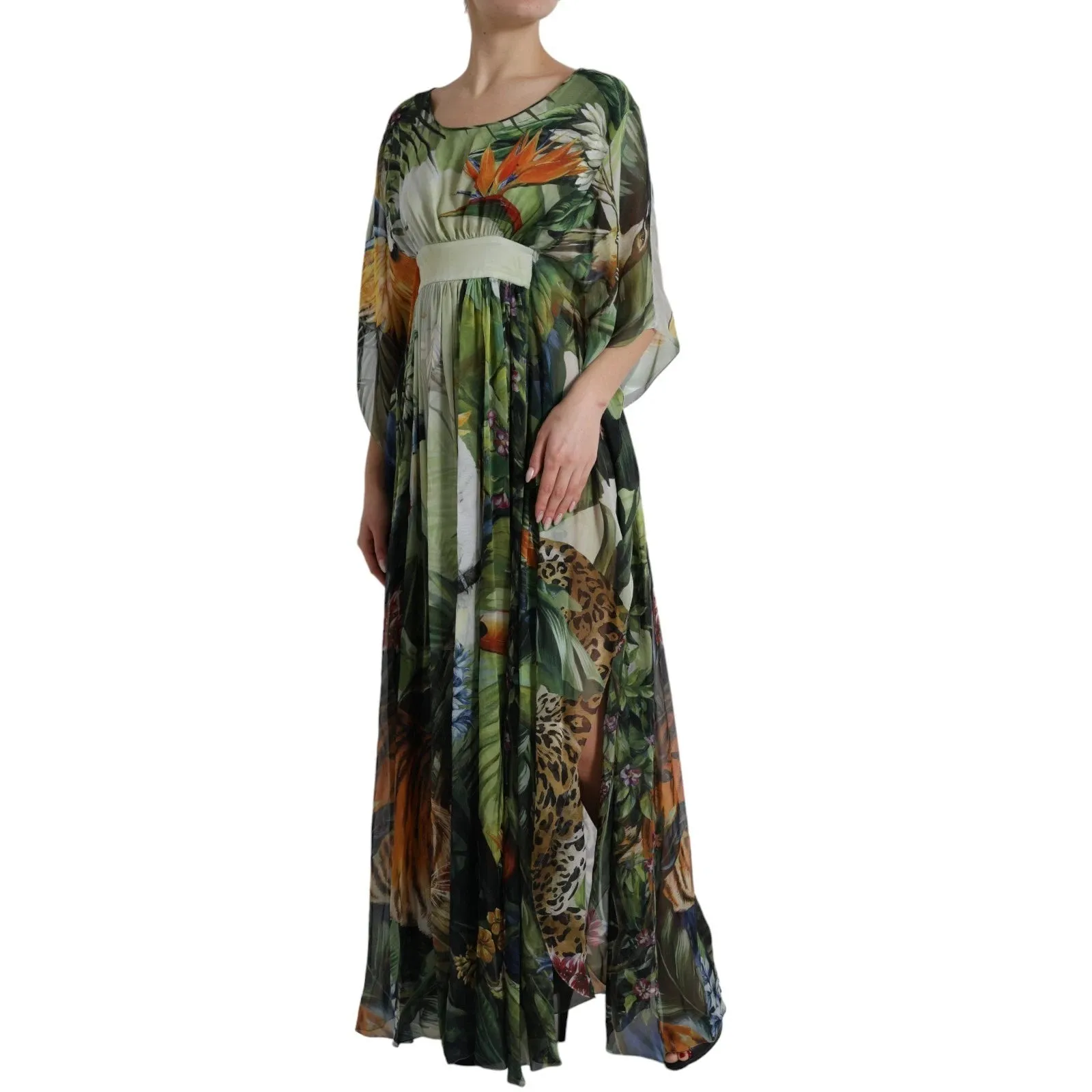 Dolce & Gabbana Multicolor Silk Jungle Print Women Maxi Dress sold by Siebentaschen product image thumbnail 3