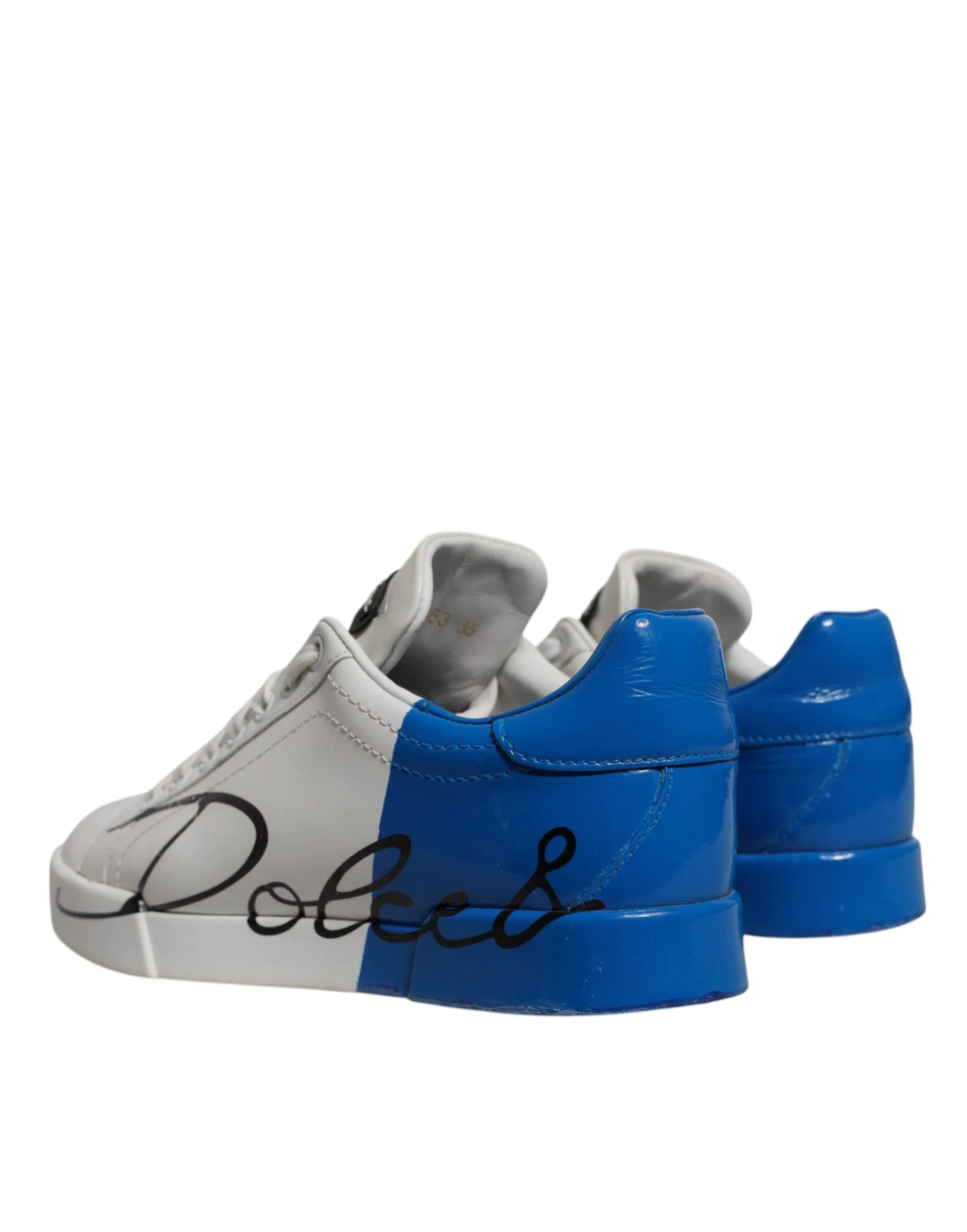 Dolce & Gabbana White Blue Logo Portofino Sneakers Shoes sold by Siebentaschen product image thumbnail 4