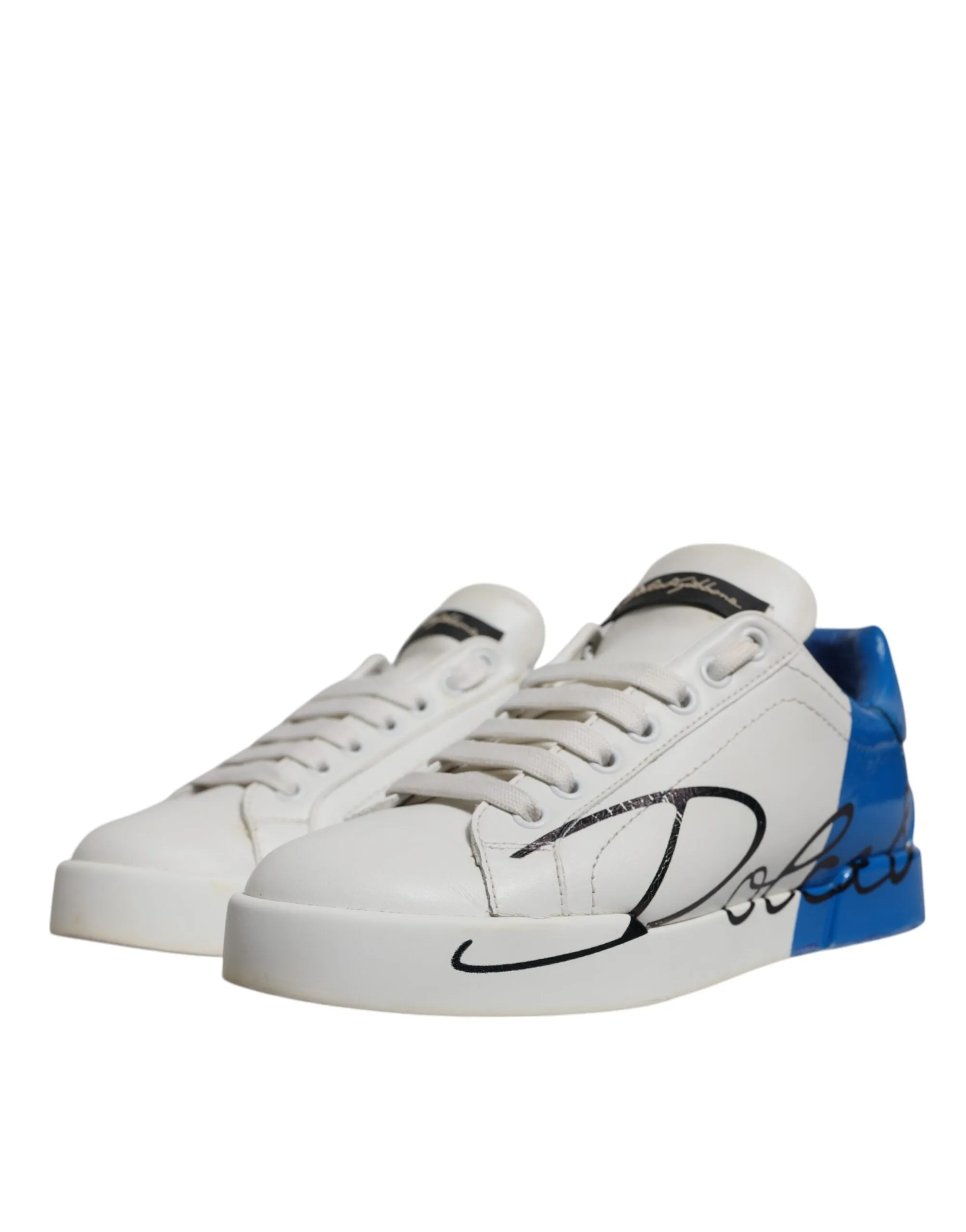 Dolce & Gabbana White Blue Logo Portofino Sneakers Shoes sold by Siebentaschen product image thumbnail 3