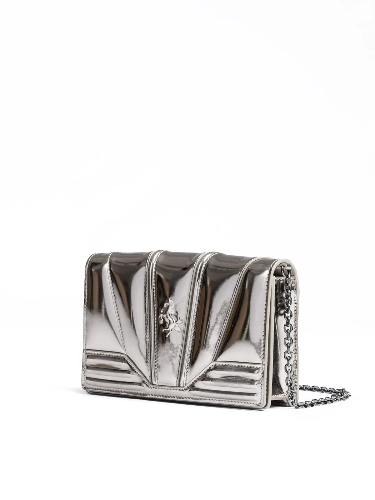 Ferrari Metal Silver GT patent leather bag with chain sold by Siebentaschen product image thumbnail 2