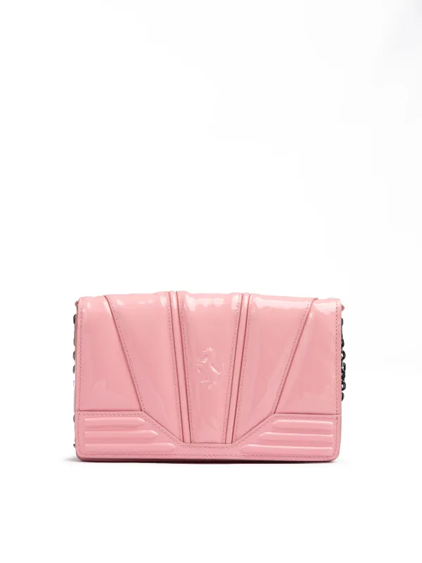 Ferrari Pink GT patent leather bag with chain sold by Siebentaschen