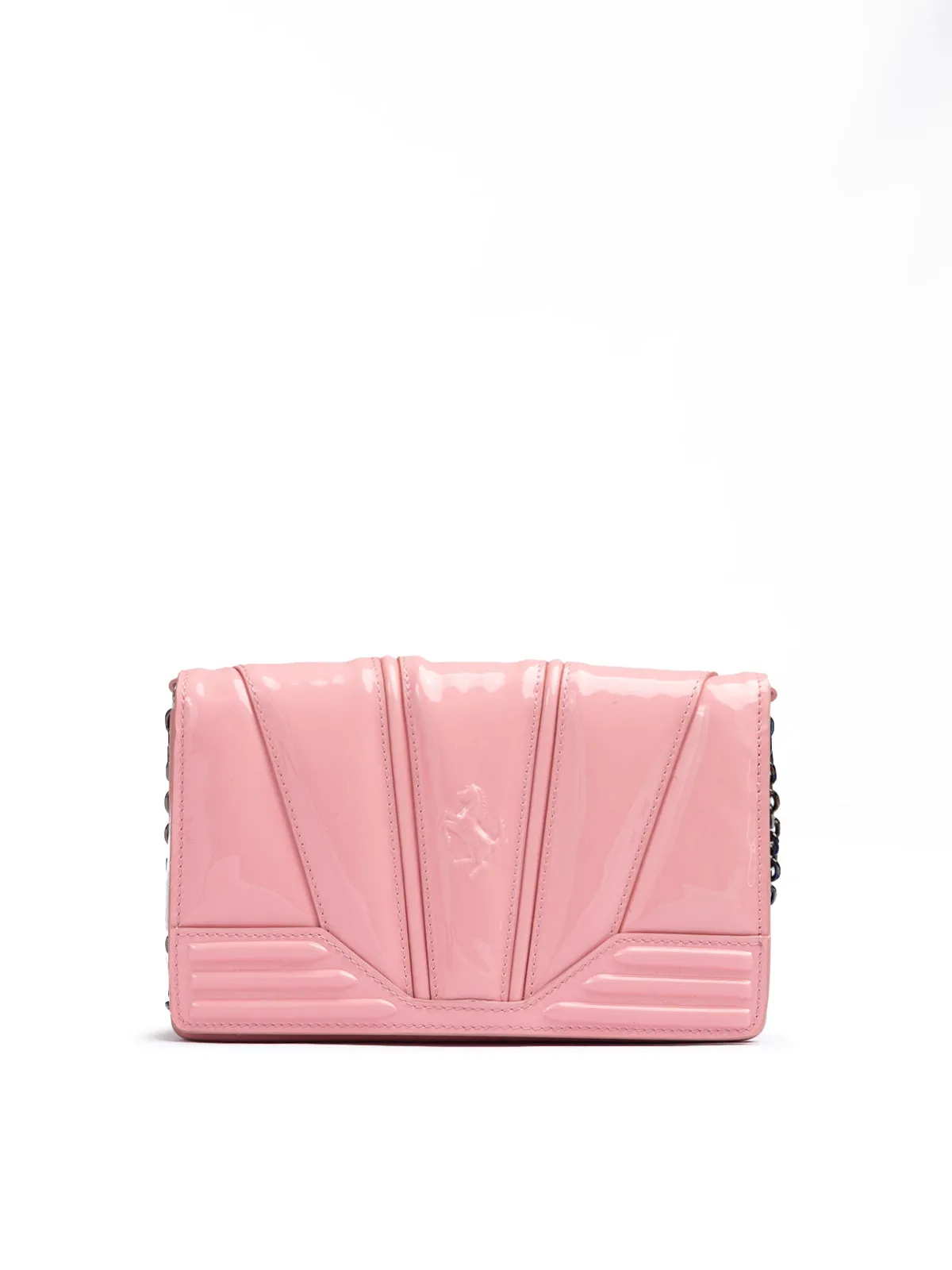Ferrari Pink GT patent leather bag with chain sold by Siebentaschen