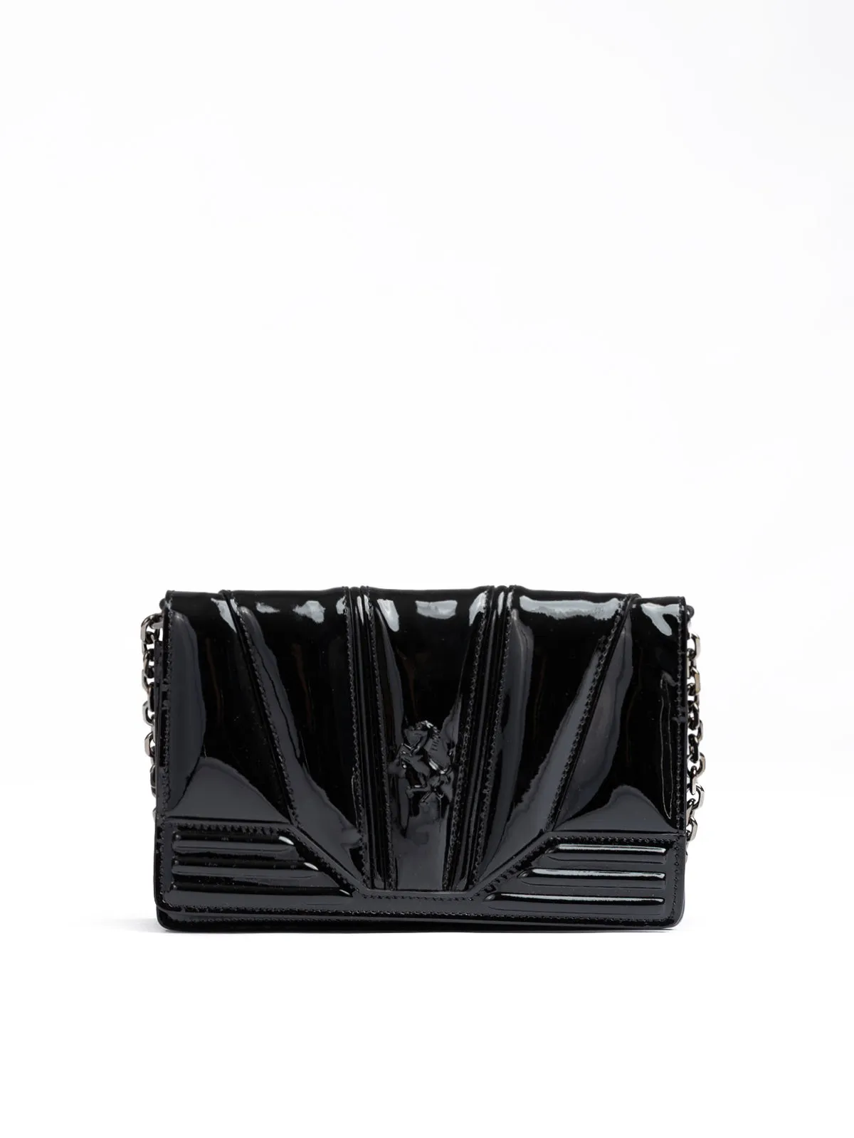 Ferrari Black GT patent leather bag with chain sold by Siebentaschen