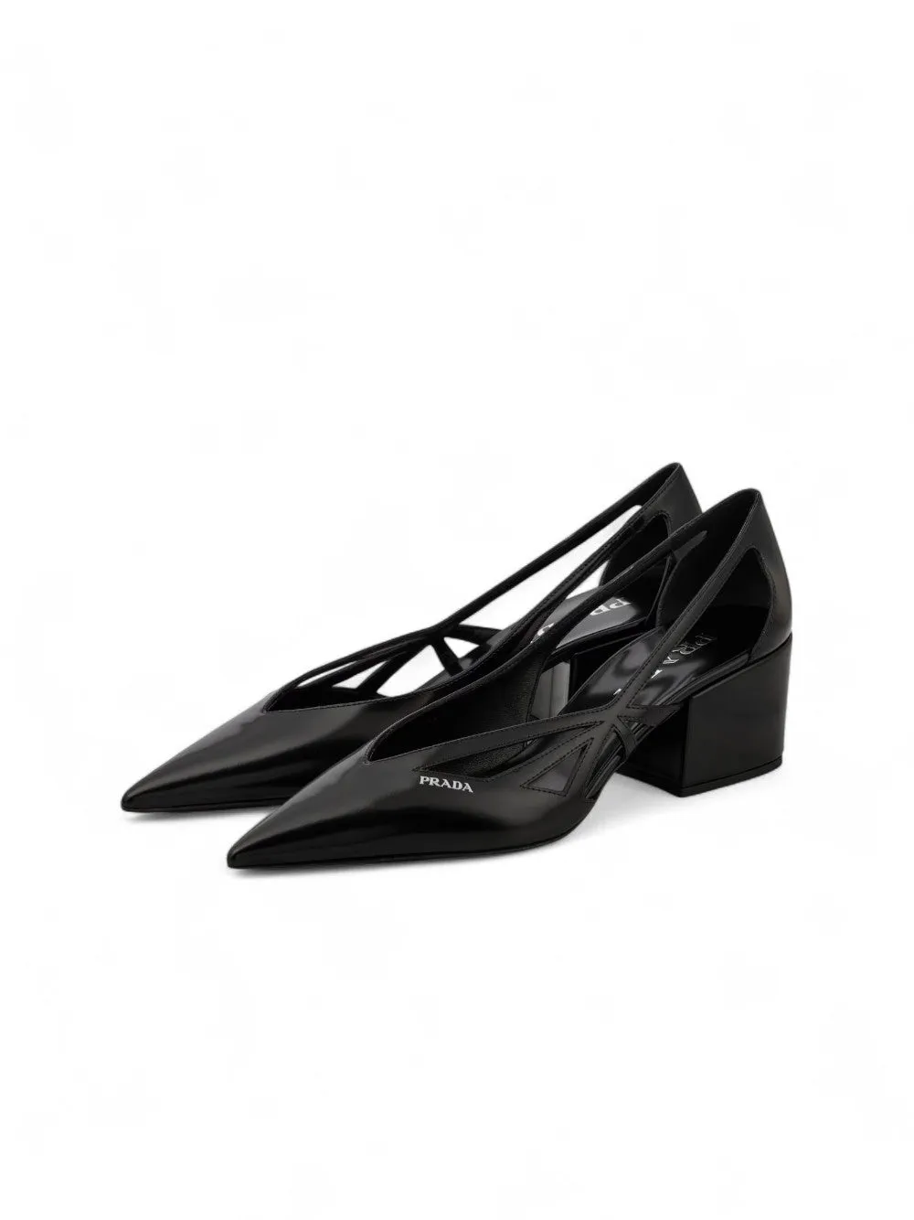 Prada Black Leather Cut-Out Pumps 55 sold by Siebentaschen product image thumbnail 5