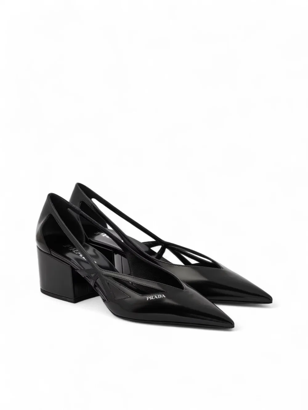 Prada Black Leather Cut-Out Pumps 55 sold by Siebentaschen product image thumbnail 2