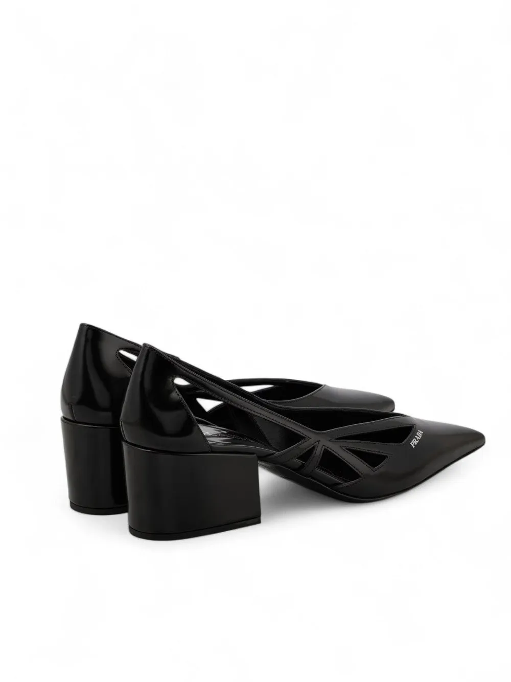 Prada Black Leather Cut-Out Pumps 55 sold by Siebentaschen product image thumbnail 3