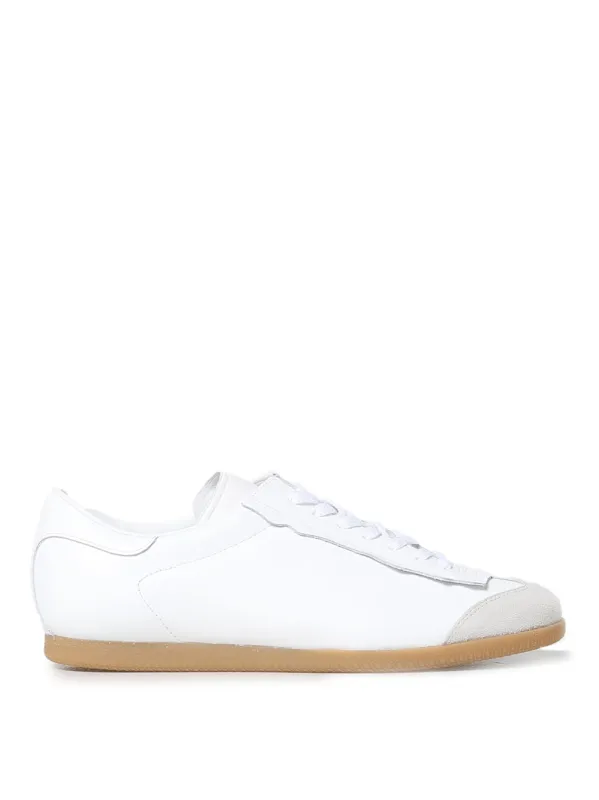 Maison Margiela Low Featherlight Leather And Suede Sneakers sold by Siebentaschen