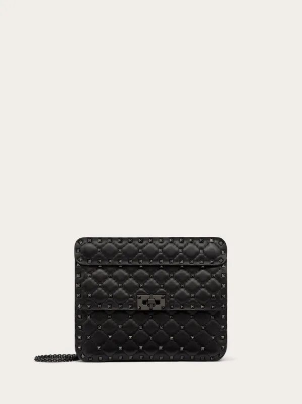 Valentino Garavani Black Nappa Leather Medium Rockstudt Spike Bag sold by Siebentaschen
