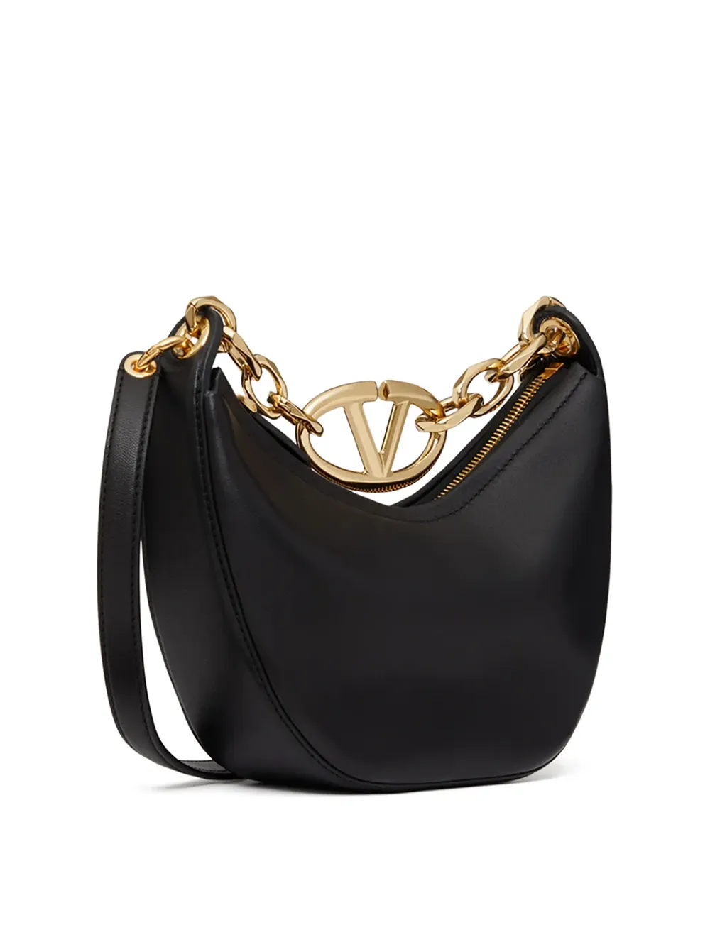 Valentino Garavani Black Leather Mini Hobo Vlogo Shoulder Bag sold by Siebentaschen product image thumbnail 4