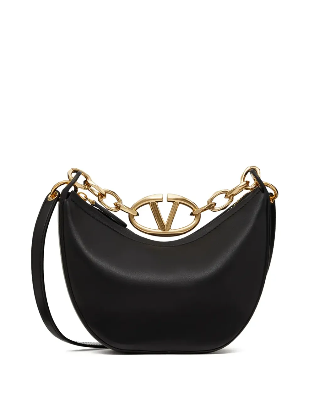 Valentino Garavani Black Leather Mini Hobo Vlogo Shoulder Bag sold by Siebentaschen