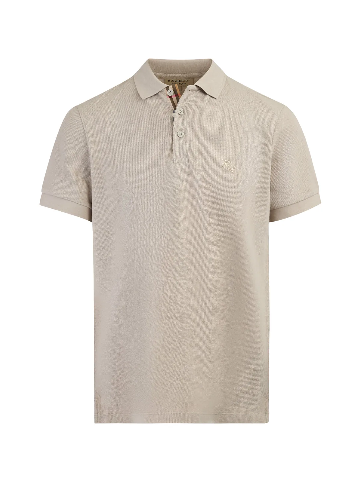 Burberry Pale Stone Cotton Collared Polo Shirt sold by Siebentaschen