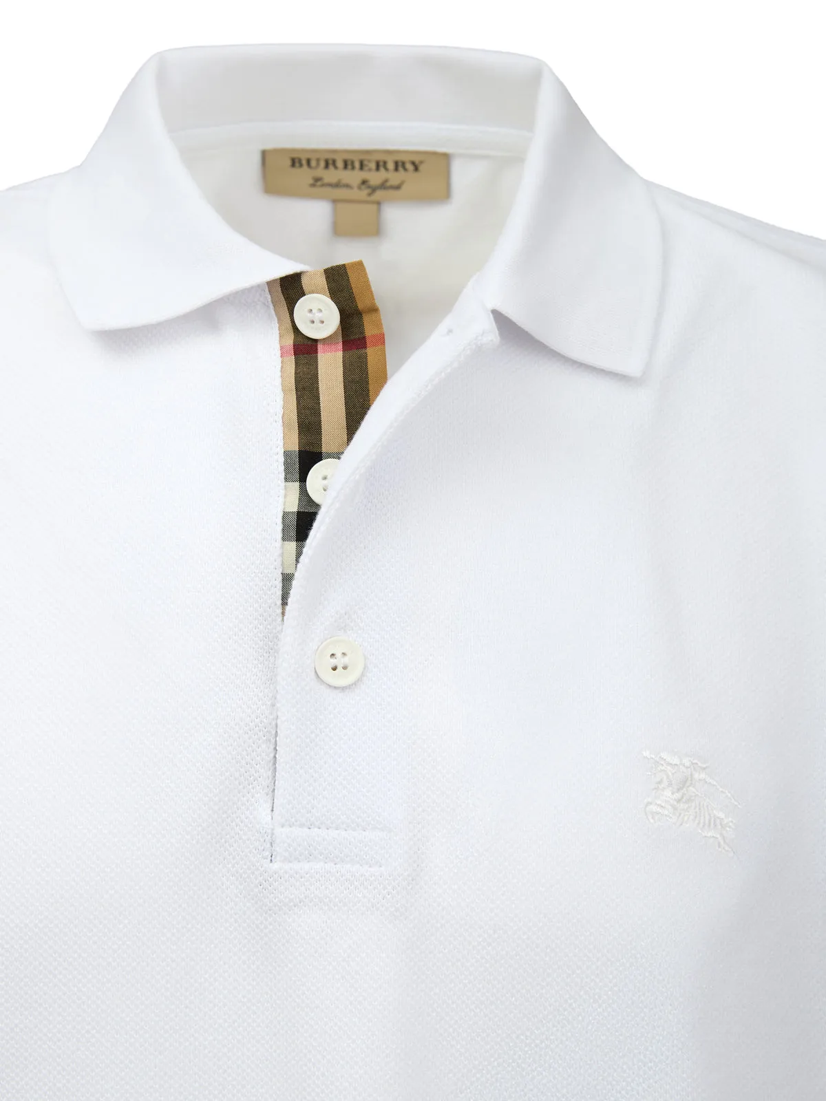 Burberry White Cotton Collared Polo Shirt sold by Siebentaschen product image thumbnail 2