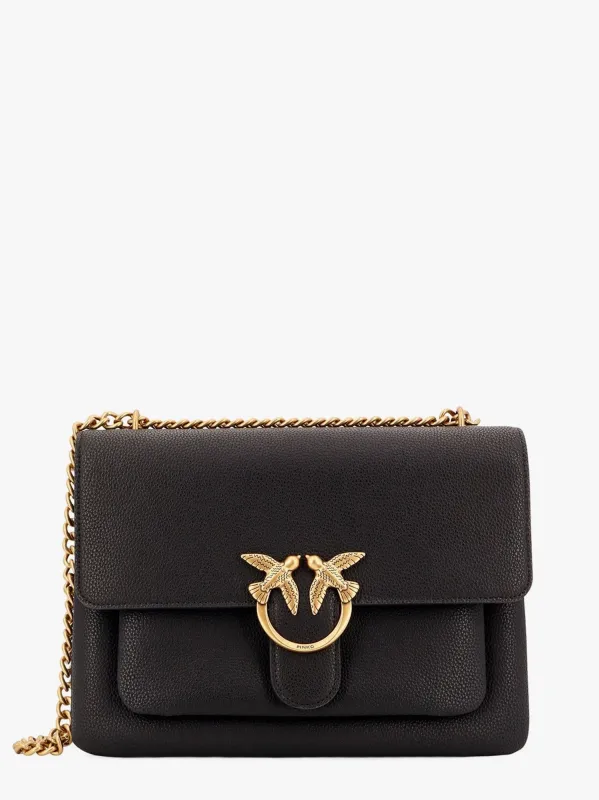 Pinko Leather shoulder bag with metal love birds buckle sold by Siebentaschen