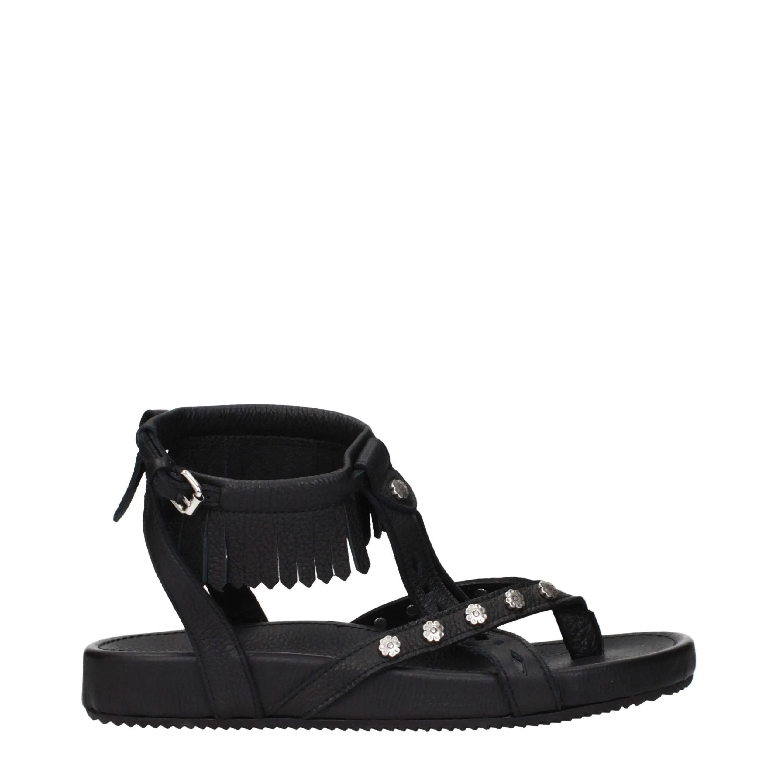 Isabel Marant Black Leather Flat Sandals sold by Siebentaschen